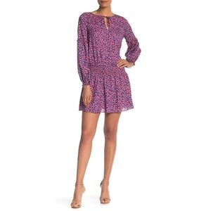NWT PARKER Floral Smocked Waist Long Sleeve Keyhole Dress